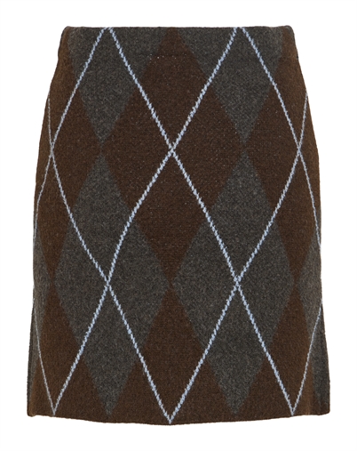 Vila - VIArgyle Strik Nederdel - Dark Grey Melange/Coffee Bean 